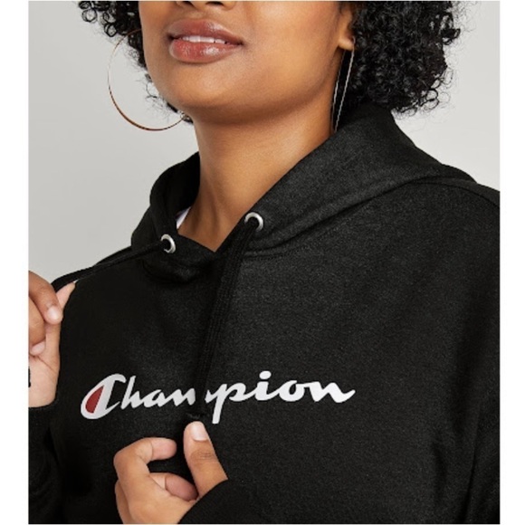 Champion - Powerblend Relaxed Women Black Hooded sweatshirt size Medium - Picture 2 of 12